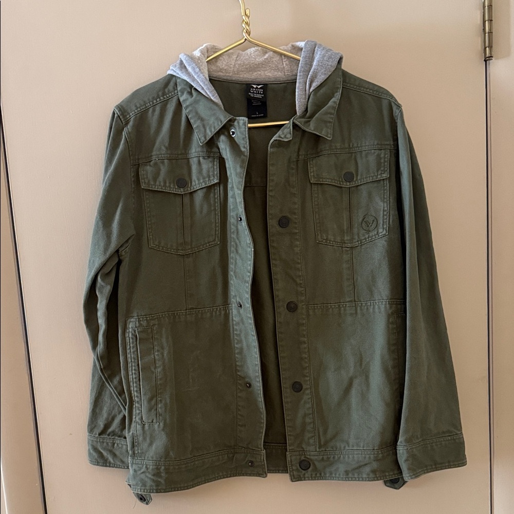 Shawn White army green jacket w hood